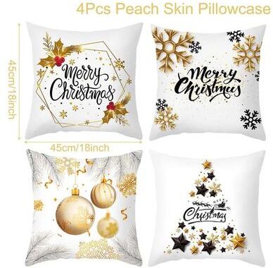 Uplift Treasures Merry Christmas Decorative Cushion Cover Set 4pcs Holiday Pillow Cases a