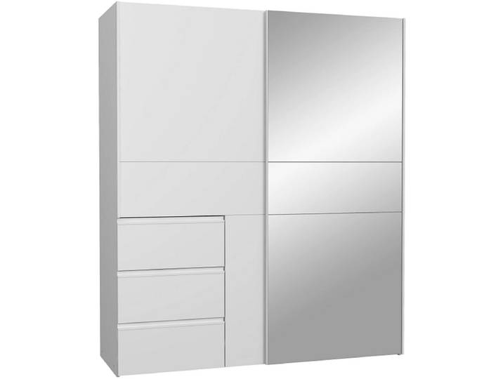 Schwebetürenschrank SEATTLE weiss 2 Türen 3 Schubladen