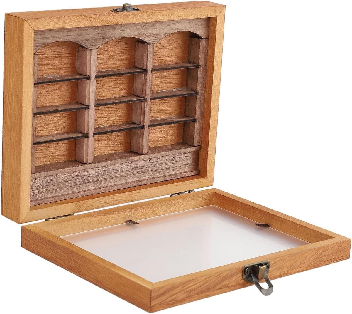 Miniatuur Boekenkast Boekendoos Vitrine van Natuurlijk Hout voor 196 Boeken