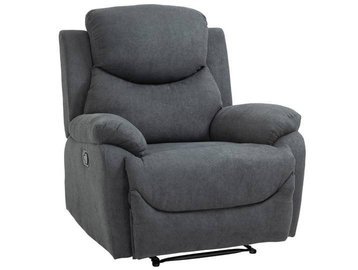 Homcom Relaxsessel 150° neigbar Einzelsofa Liege Fernsehsessel Leinen Dunkelgrau, Füllung: Schaumstoff,Schaumstoff, 88x102x93 cm, Wohnzimmer, Sessel, Relaxsessel