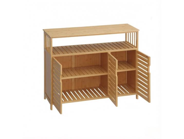 Buffet en bambou avec rangement naturel 100x35x82 cm