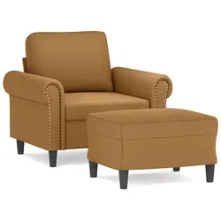 vidaXL Sessel mit Hocker Braun 60 cm Samt