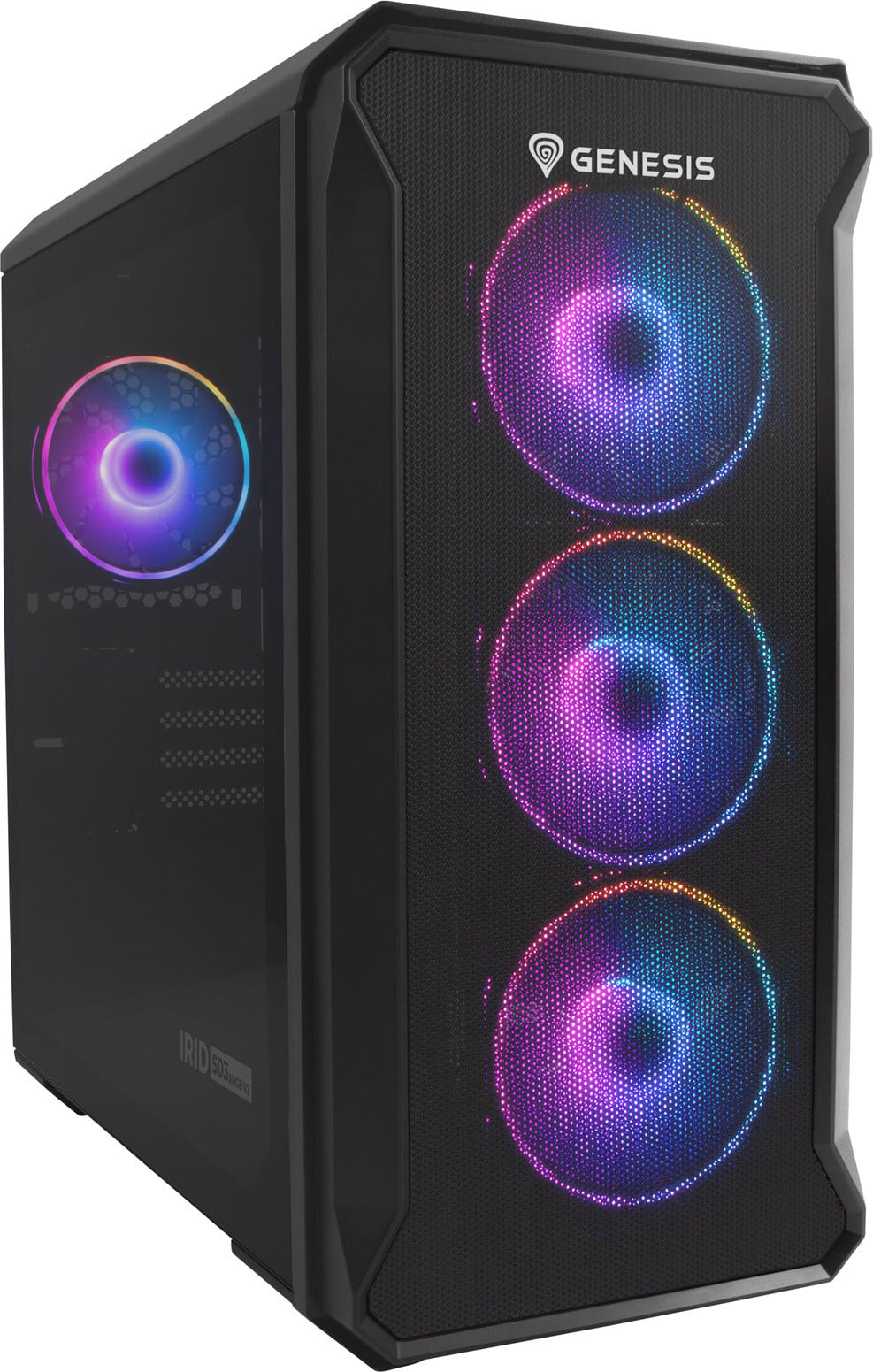 Genesis Computerkast IRID 503 ARGB Mini-ATX Micro-ITX met 4x 120 mm ARGB-ventilatoren en USB 3.0