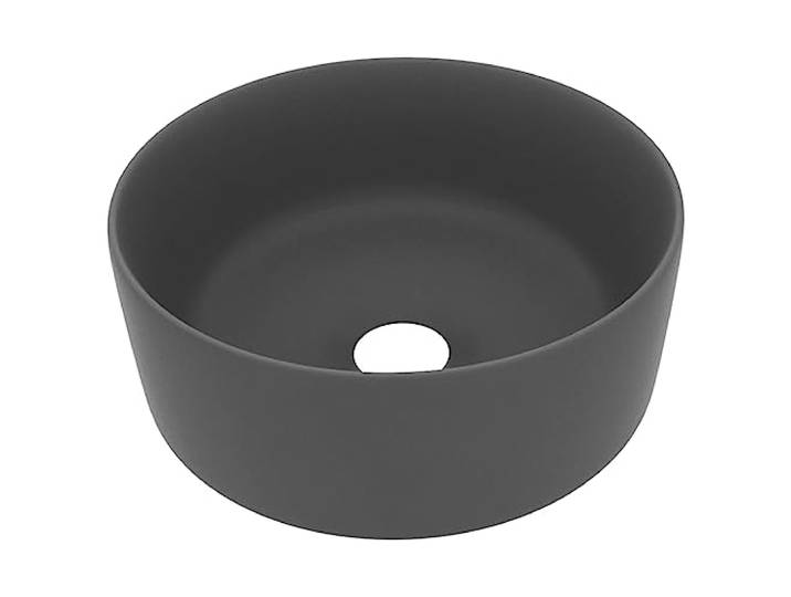vidaXL Lavabo rond de luxe Gris foncé mat 40x15 cm Céramique