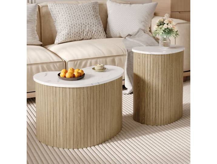 Table Basse Moderne et Minimaliste Veinures Marbrées Table d'appoint de Style Scandinave Table de Salon Multifonctionnelle