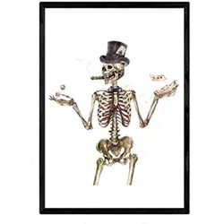 POSTER Skeleton Aquarellglücksspiel A4 Rahmenlos