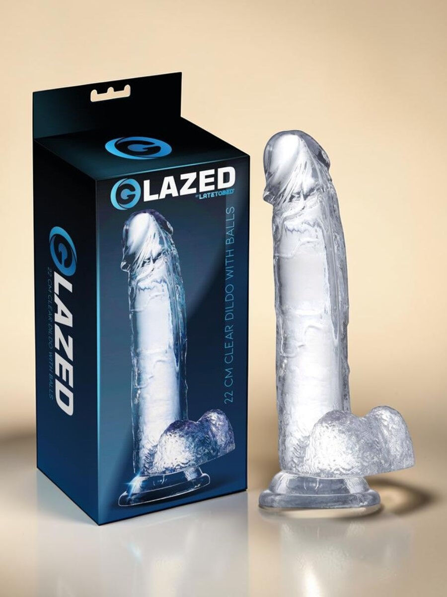 GLAZED Gode réaliste flexible avec testicules et ventouse 22 cm