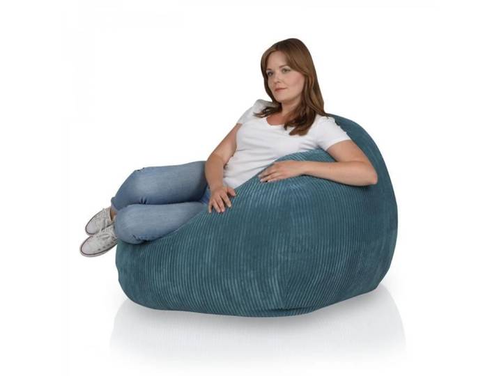 Pouf Poire Fauteuil Velours côtelé Sacoche Turquoise