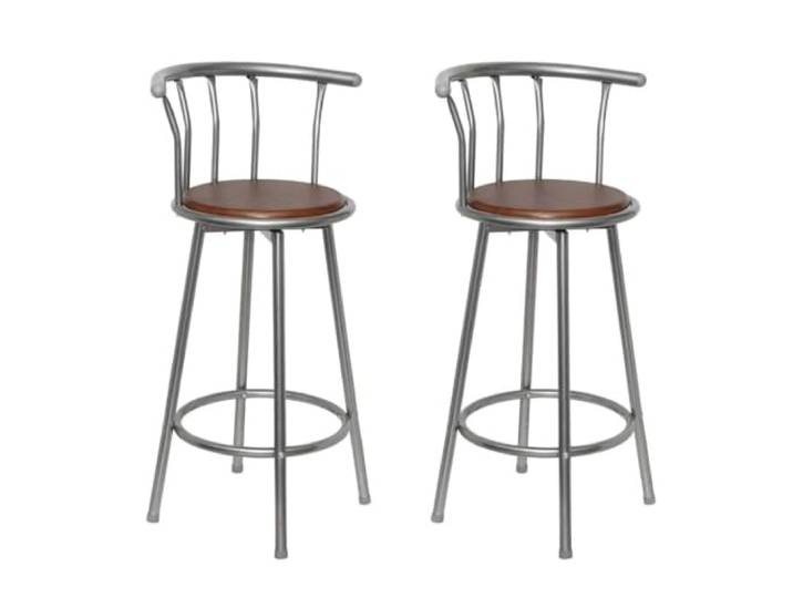VIHHQGC Barhocker 2 STK Braun MDF Stahl mit Fußstütze Drehbar 360 Grad Braun MDF Sitz, Stahlgestell, 360 Grad drehbar, Fußstützen, 110 kg Belastbarkeit, einfache Montage