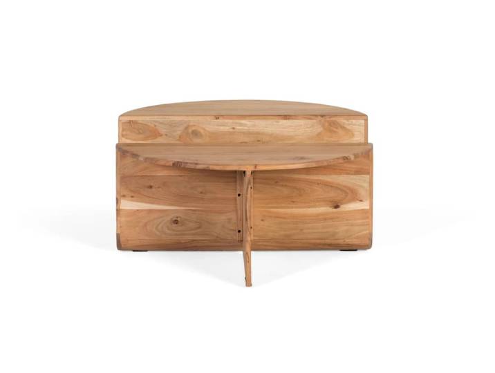 Table basse en bois d'acacia avec porte-revues intégré
