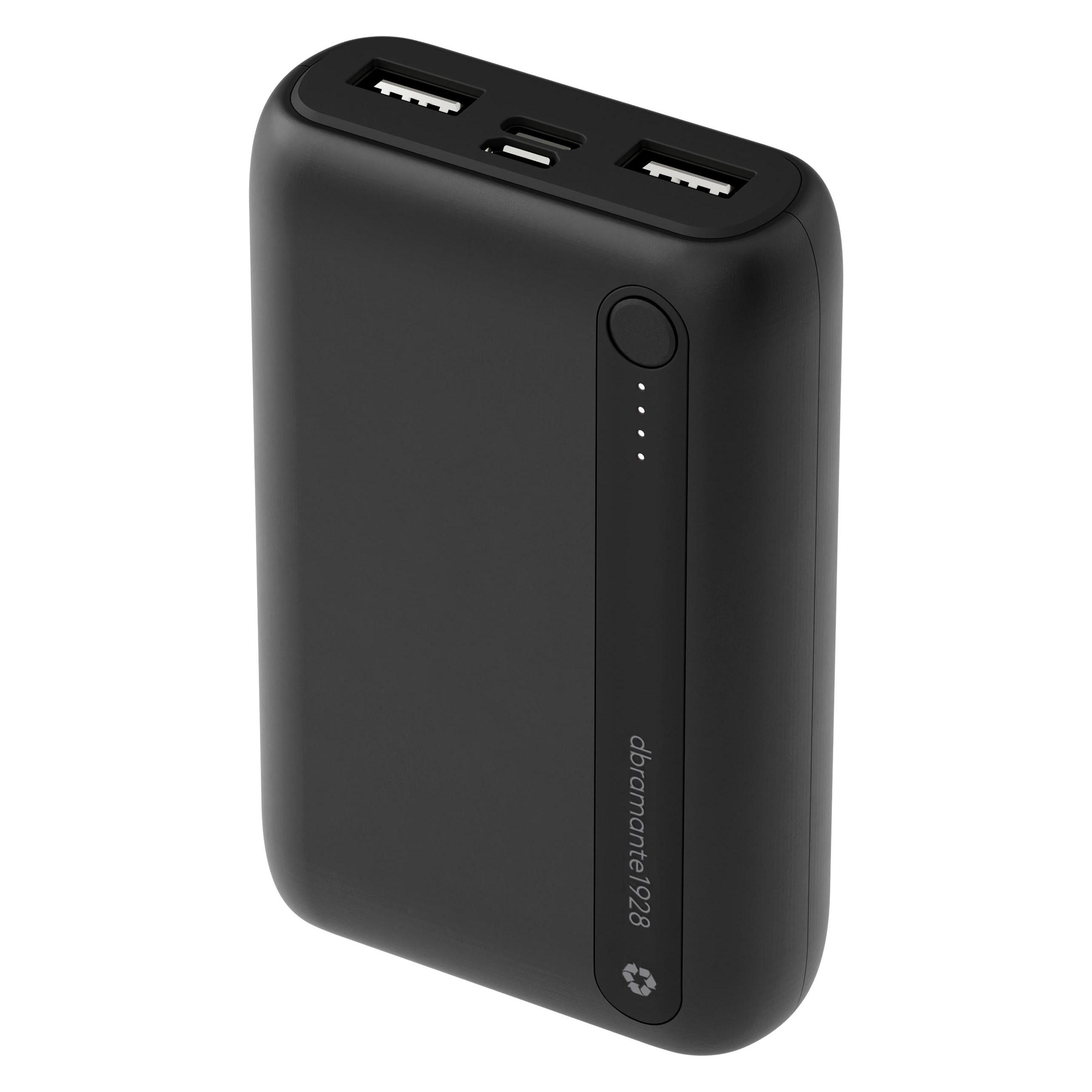 dbramante1928 re-charge - Power Bank - 10K - BLK, 10000 mAh, Lithium Polymer (LiPo), Schwarz (10000 mAh, 37 Wh) (CP10ACBL7109)