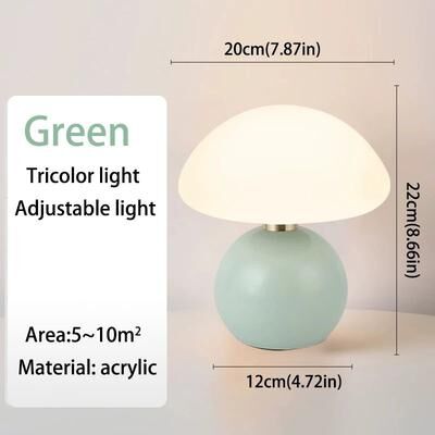 Inspired Living Retro Mushroom Table Lamp USB Bedside LED Night Light For Bedroom & Desk green