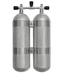 Faber Doppelgerät 2x12L lang Stahlflasche 200bar - Hot Dipped - Absperrbrücke - V 4 Tec Schellen