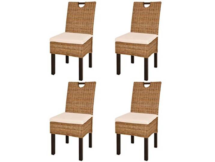 vidaXL Esszimmerstühle 4 STK. Kubu-Rattan Mangoholz