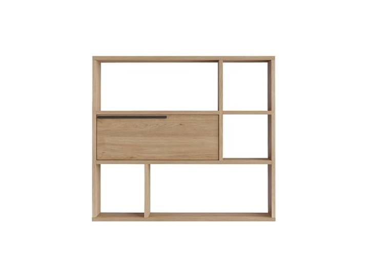 Rebecca Mobili Hängeregal, schwebendes Bücherregal, Farbe Eiche dunkelgrau, Spanplatte, mit 6 Fächern, modernes Design - Maße HxBxT: 81 x 90 x 22 cm - Art. RE7084