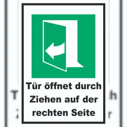 HB-Druck Tür öffnet durch Ziehen auf der rechten Seite A3 (297x420mm) Schild