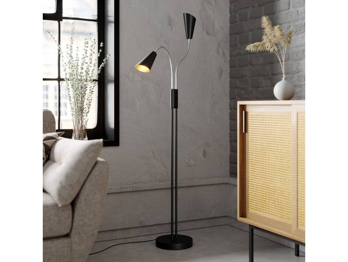 Medira Lampadaire Black/Gold - Lucande - Salon / séjour - Moderne - Métal - Multi-ampoules