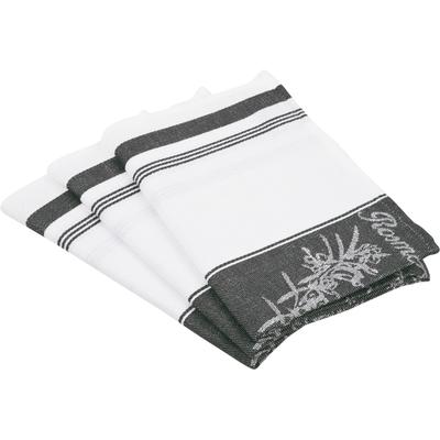 Geschirrtuch ROSS "Exclusiv", schwarz, B:50cm L:70cm, 50% Baumwolle, 50% Leinen, Geschirrtücher, Geschirrtuch, Mittelstreifen mit Kräutern, 50x70 cm