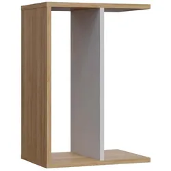 WellHome - Beistelltisch Spanplatte furniert mit Melamin in Braun und Weiß 44,5x29,6x63,2cm