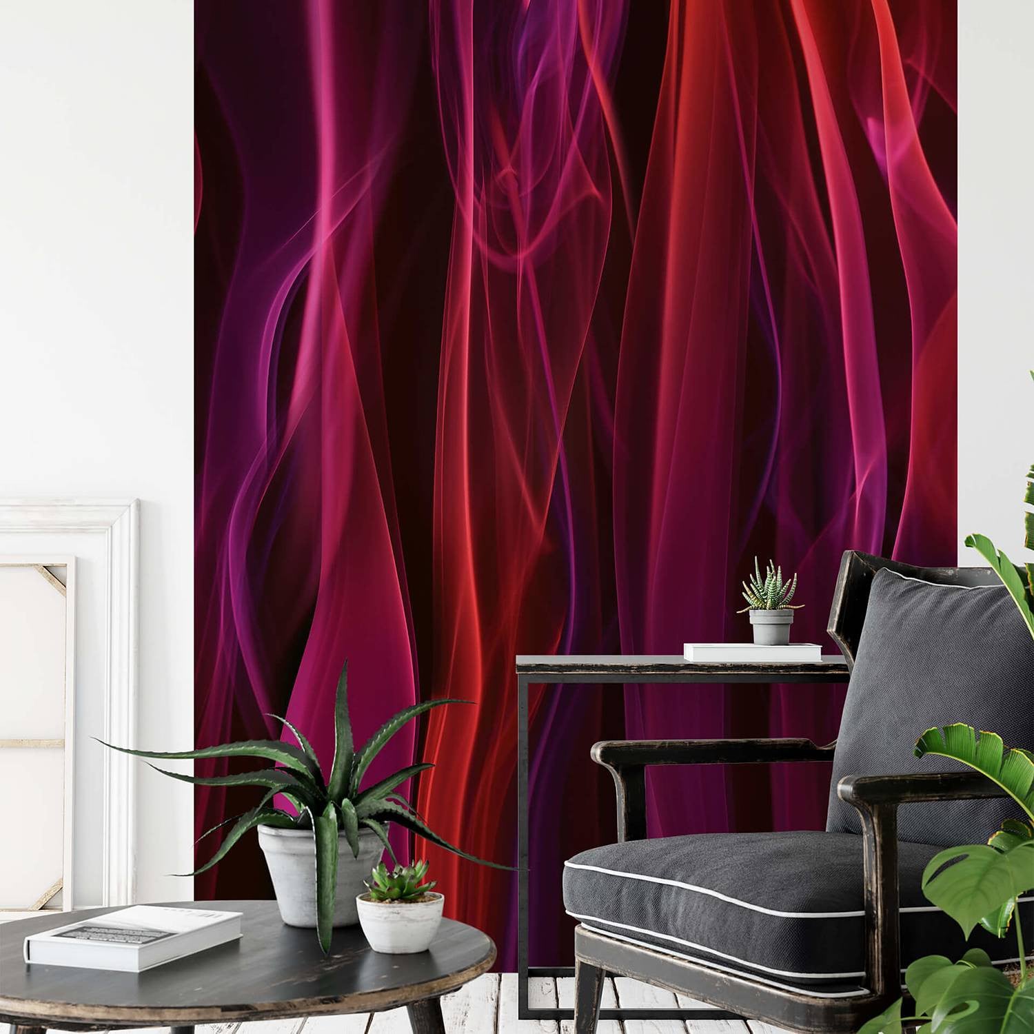 home24 Fotobehang Red Smoke Abstract Modern Rood