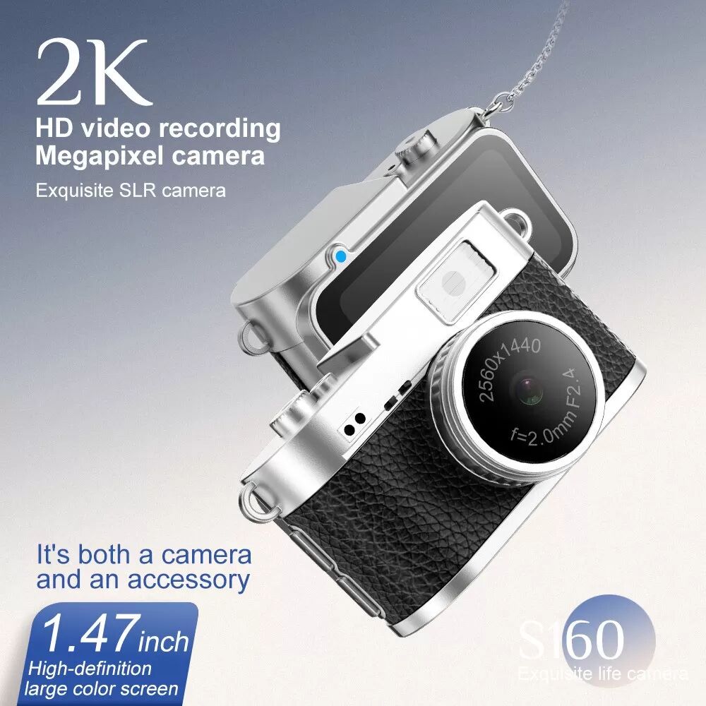 INF Mini caméra rétro avec lampe de poche : Vidéo HD 1080P, porte-clés portable Le noir