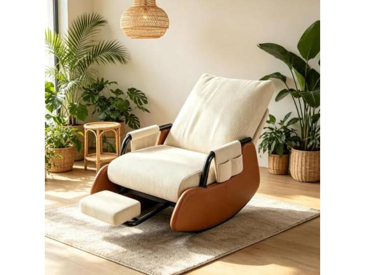kumamart Ergonomischer Ruhesessel - für Lesen und Entspannung Sanfte Schaukelbewegung kombiniert mit integrierter Fußablage für ausgewogenen Sitzkomfort.