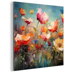 METALLBILD Blumen - Aquarell - Kunst - Botanisch - Natur 20x20 cm