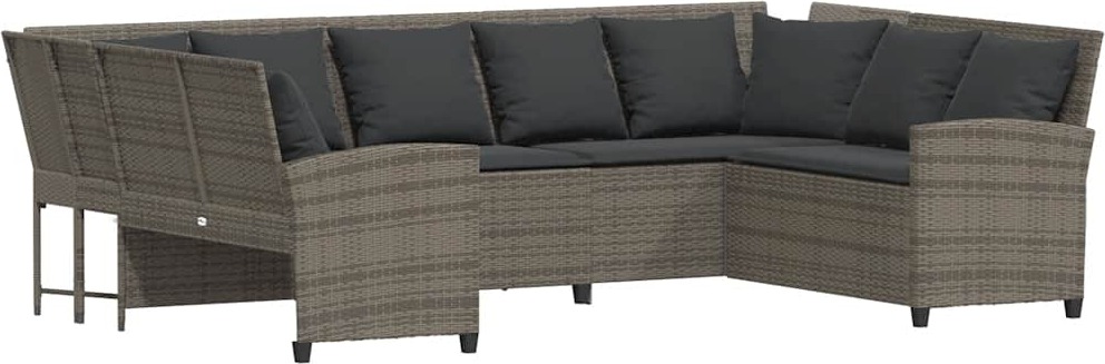 Gartensofa mit Kissen Grau Poly Rattan