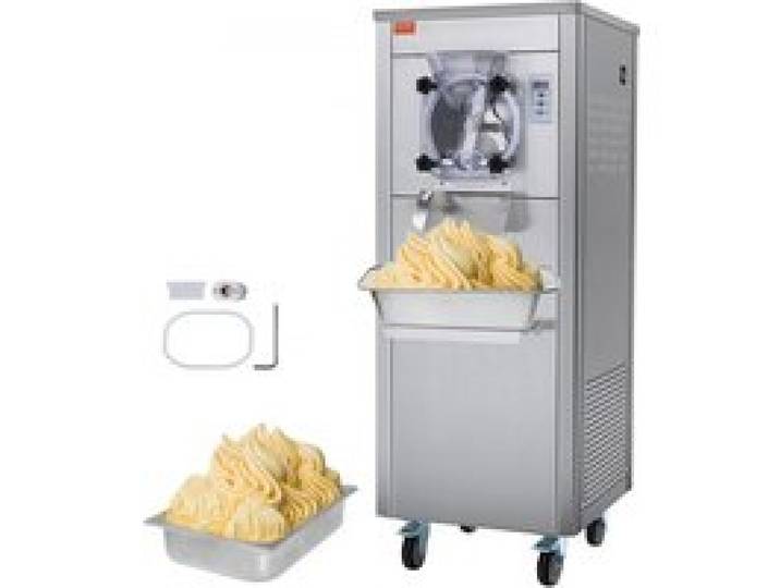 VEVOR Kommerzielle Eismaschine, 18 l/h Leistung, Einzelgeschmacksrichtung Harteismaschine mit Rädern, 6 L Edelstahlzylinder, LED-Panel, Automatische Vorkühlung mit Reinigung, für Restaurant-Snackbars