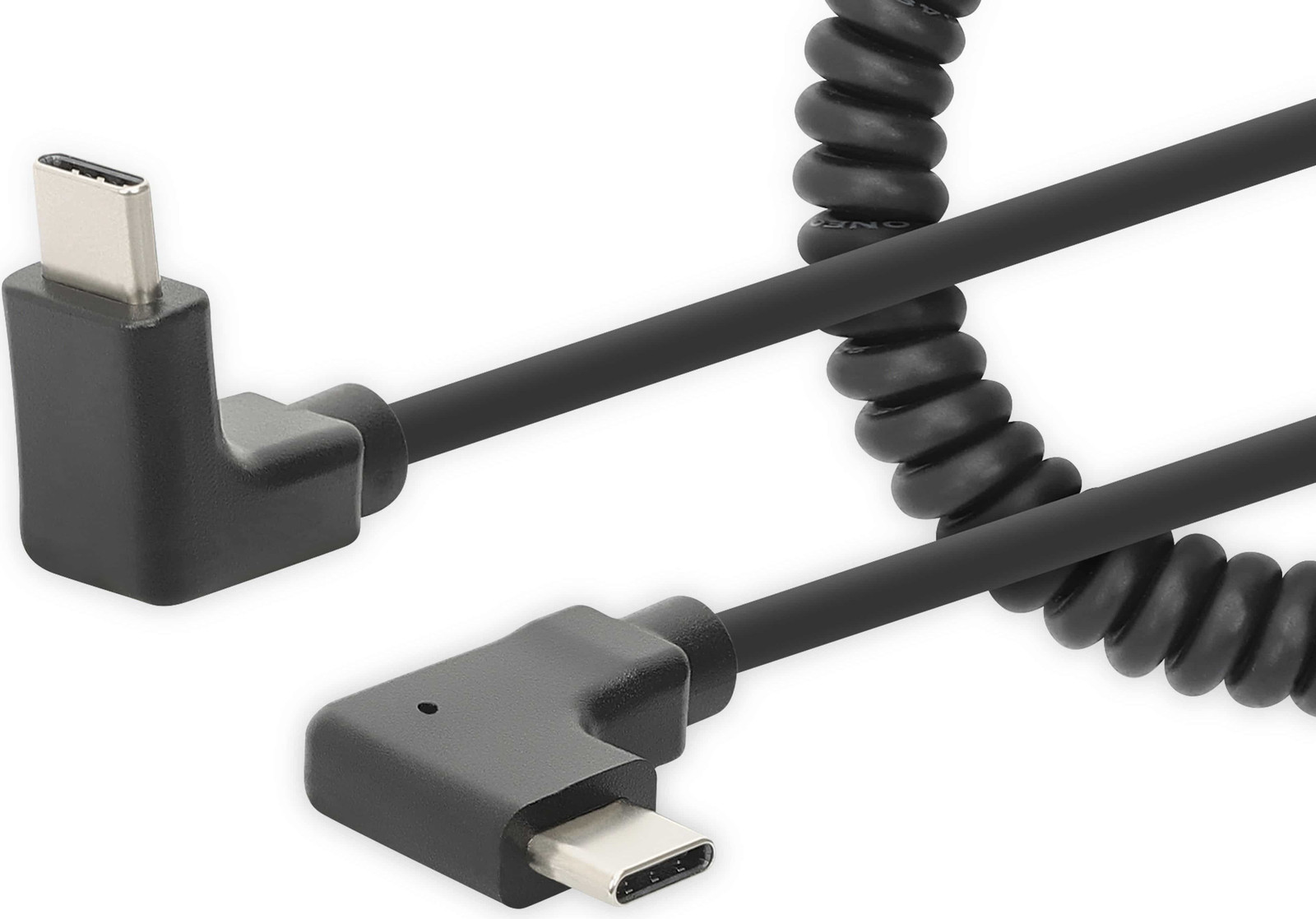 Manhattan Spiralkabel USB-C naar USB-C ladekabel, 1m, zwart