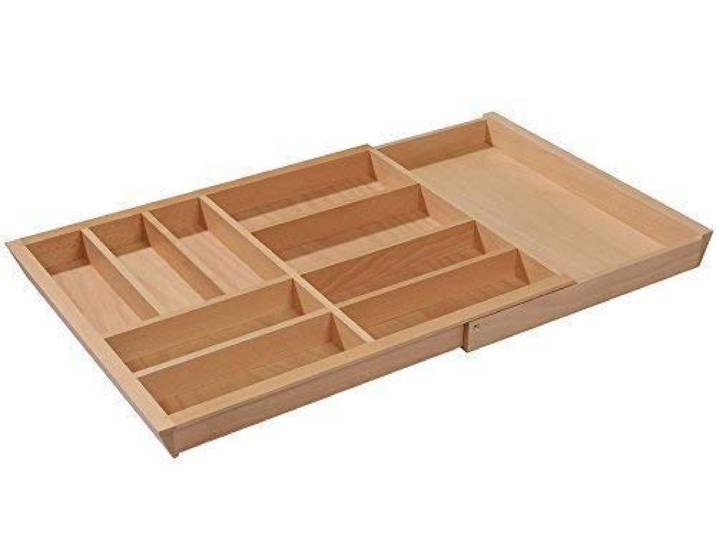 Hansmeier GmbH Teleskop Holz Schubladen Besteckeinsatz ausziehbar 80-100 cm Buche massiv *80100-BuNat