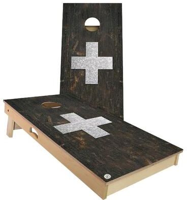 Skip's Garage Switzerland Flag Rustic Outdoor Cornhole Board Set
