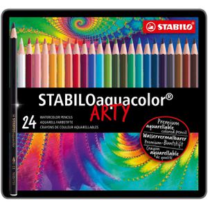 Stabilo Aquarellstifte aquacolor ARTY, 1624-5, farbig sortiert, im Metalletui, 24 Stück