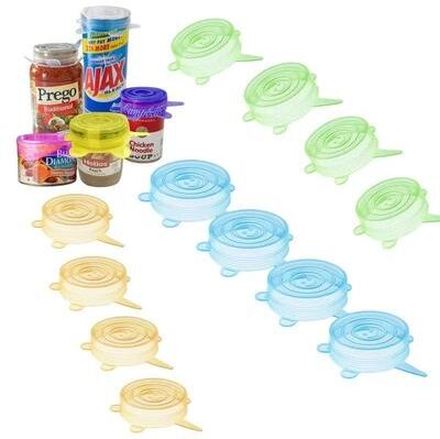 Uplift Essentials 12 Pack BPA Free Small Silicone Can Covers mixed Color01
