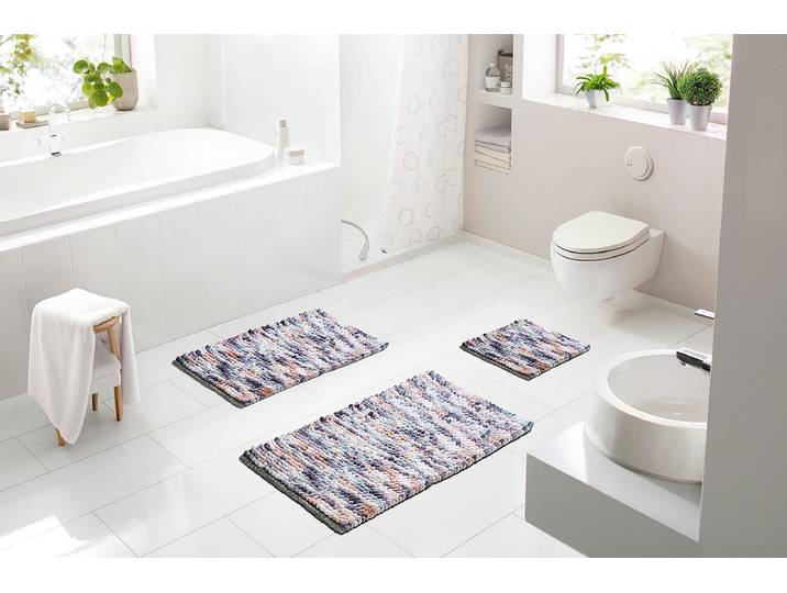 Badematte Punto 60 x 100cm Braun/Orange/Blaugrau
