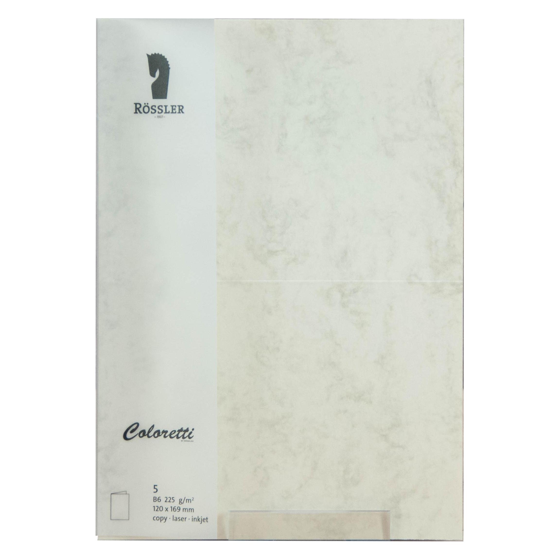 Rössler Coloretti Karten B6 Chamois Marmora im 5er Pack ungefalzt zum Selbstgestalten (5 Stk.) (220772506)