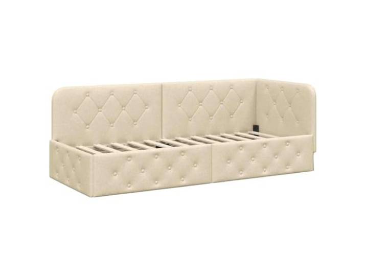 PUGYNBK Eck-Bettgestell, cremefarben, 80 x 200 cm Bettsofa, Polyester, wendbare Armlehnen, platzsparend, moderner Stil