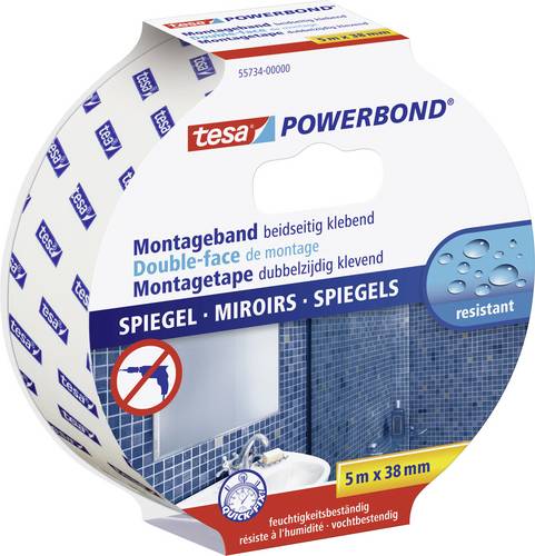 tesa MIRROR 55734-00000-02 Montageband tesa Powerbond Weiß (L x B) 5 m x 38 mm 1 St.