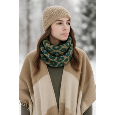 Modeschal "Leo Loop", Damen, grün, Polyacryl, COLLEZIONE ALESSANDRO, Basic, Modetücher, Loop mit Leoprint