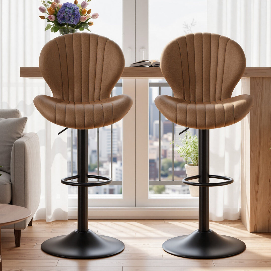 George Oliver Bar Stools Set of 2 Modern Swivel Bar Chairs, Barstools Counter Height with High Backrest Easy 3-5 Minute Assembly for Bar, Kitchen, Dining Room Brown 2