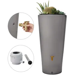4rain VASO 2in1 Regentonnen Komplett-Set 220 L zinkgrau