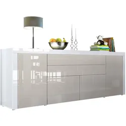 SIDEBOARD La Paz Sandgrau Hochglanz / Weiß Hochglanz