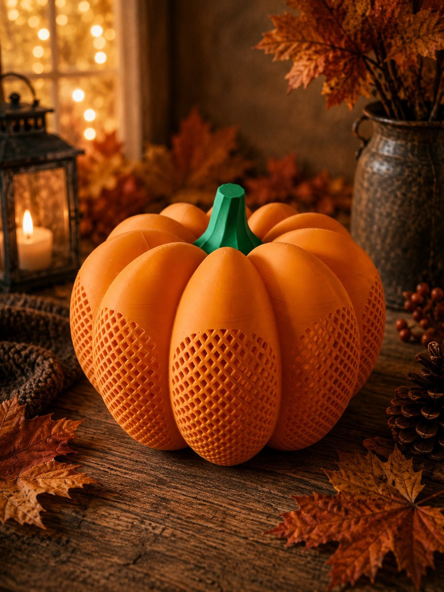 3D-geprinte Pompoen Decoratie voor Herfst en Halloween