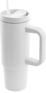 Gibson 29oz Stainless Steel Thermal Tumbler with Side Handle and Straw in White