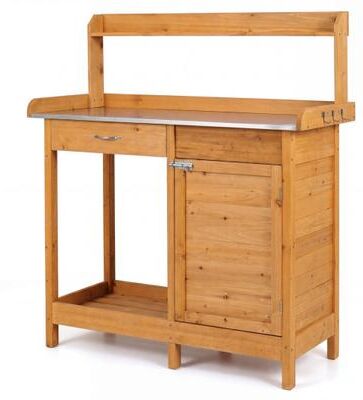 Costway Outdoor Garden Wooden Work Station Potting Bench
