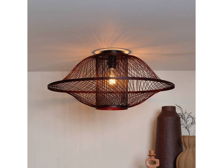 Good & Mojo Deckenlampe Maui, dimmbar, rot, für Wohn- / Esszimmer, Bambus, Design, Deckenlampe
