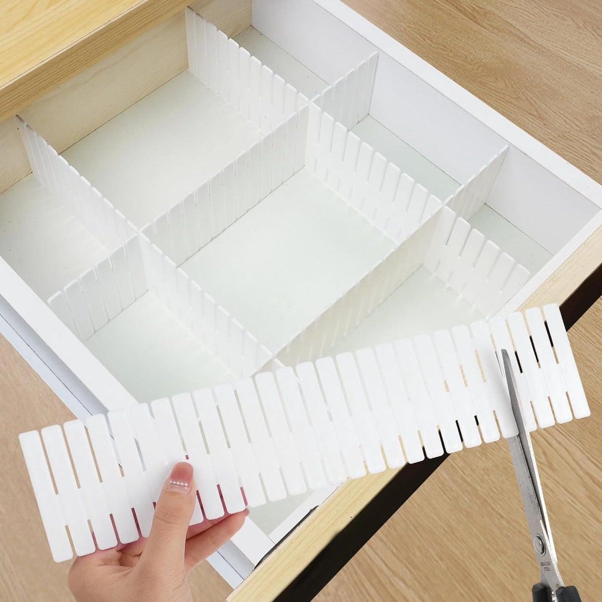 SnelShoppen Minimalistische Witte Lade Organizer - 18 Stuks Verstelbare Lade Scheiders voor Keuken, Kantoor en Slaapkamer