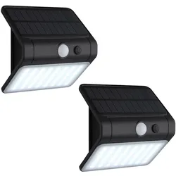 2x LED Solar Wandleuchte Wandlampe Außen Balkonleuchte Bewegungsmelder