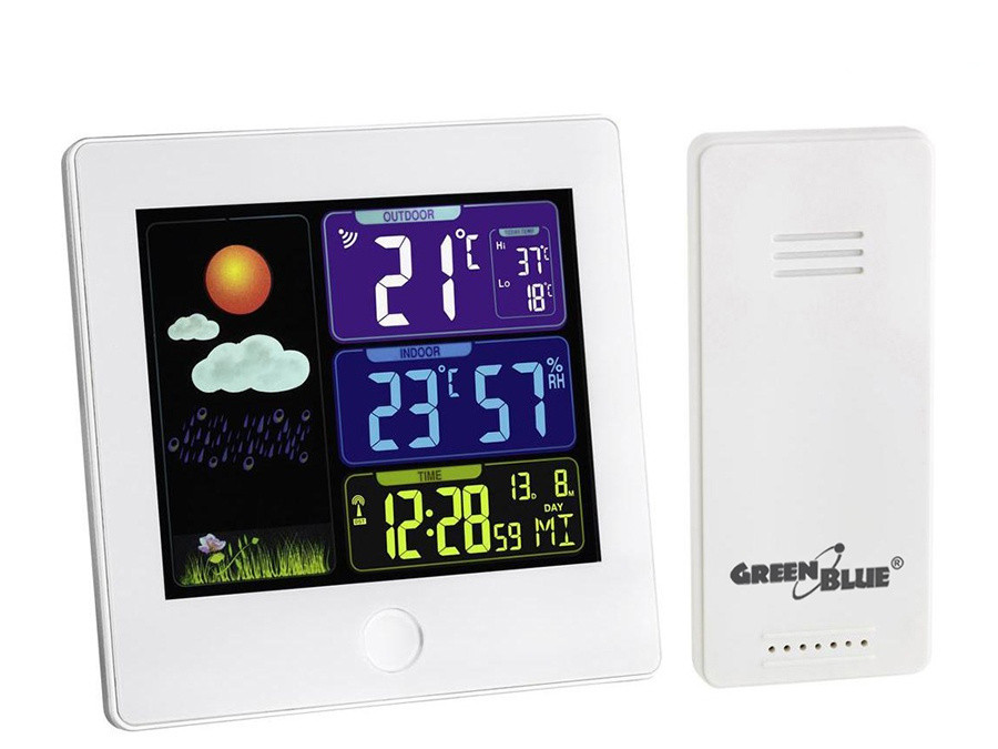 Maclean URZ0860 Draadloos weerstation met DCF-systeem GreenBlue GB521W wit
