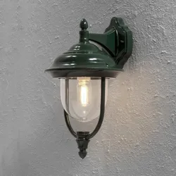 Konstsmide Außen-Wandleuchte PARMA DOWN, E27 max. 75W, Grün, Aluminium / Acrylglas klar KON-7222-600